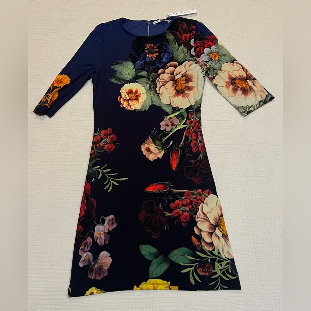 Alice + Olivia Delora Mini Sheath Dress Magic Garden Size 8 NWT RRP $395 - Picture 4 of 16